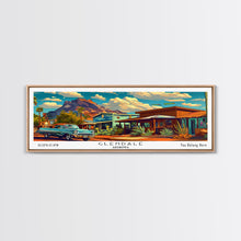 Load image into Gallery viewer, Glendale Arizona Panoramic Painting Framed Canvas Print, Mid Century Modern Art, Pop Art Style, Travel Poster, Wall Art Decor
