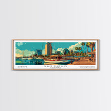 Load image into Gallery viewer, San Diego California Panoramic Painting, Retro Style Framed Canvas Print, Mid Century Modern Wall Art, Pop Art Travel Poster
