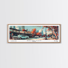 Carregar imagem no visualizador da galeria, Arlington Texas Panoramic Wall Art, Mid Century Modern Framed Canvas Print, Retro Pop Art Travel Poster, Office Wall Art, Living Room Decor
