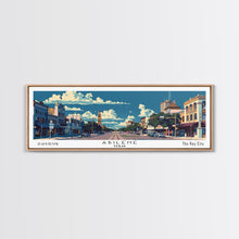 Carregar imagem no visualizador da galeria, Abilene Texas Panoramic Painting, Mid Century Modern Framed Canvas Print, Retro Pop Art Travel Poster, Office Wall Art Decor, City Print
