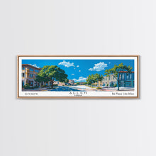 Carregar imagem no visualizador da galeria, Allen Texas Panoramic Painting, Mid Century Modern Framed Canvas Print, Retro Pop Art Travel Poster, Living Room Wall Art Decor, City Art

