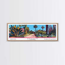 Carregar imagem no visualizador da galeria, Anaheim California Panoramic Painting, Mid Century Modern Framed Canvas Print, Retro Pop Art Travel Poster, Home Decor, City Art
