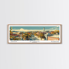 Carregar imagem no visualizador da galeria, Athens Georgia Panoramic Painting, Mid Century Modern Framed Canvas Print, Retro Pop Art Travel Poster, Living Room Wall Art Decor, City Print
