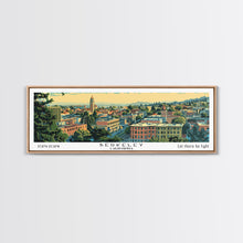 Load image into Gallery viewer, Berkeley California Panoramic Painting, Mid Century Modern Framed Canvas Print, Retro Pop Art Travel Poster, Home Decor, City Print
