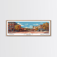 Carregar imagem no visualizador da galeria, Billings Montana Panoramic Painting, Mid Century Modern Framed Canvas Print, Retro Pop Art Travel Poster, Living Room Wall Art, City Art
