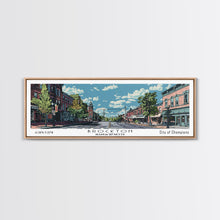 Carregar imagem no visualizador da galeria, Brockton Massachusetts Panoramic Painting, Mid Century Modern Framed Canvas Print, Retro Pop Art Travel Poster, Home Decor, City Art
