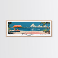 Carregar imagem no visualizador da galeria, Cape Coral Florida Panoramic Painting, Mid Century Modern Framed Canvas Print, Retro Pop Art Travel Poster, Home Decor, City Print
