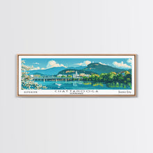 Cargar imagen en el visor de la galería, Chattanooga Tennessee Panoramic Painting, Mid Century Modern Framed Canvas Print, Retro Pop Art Travel Poster, Home Decor, City Print
