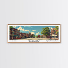 Cargar imagen en el visor de la galería, Concord North Carolina Panoramic Wall Art, Mid Century Modern Framed Canvas Print, Retro Pop Art Travel Poster, City Office Art, Home Decor
