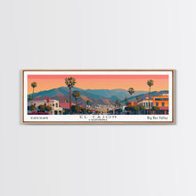 Load image into Gallery viewer, El Cajon California Panoramic Wall Art, Mid Century Modern Framed Canvas Print, Retro Pop Art Travel Poster, City Home Decor, Office Art
