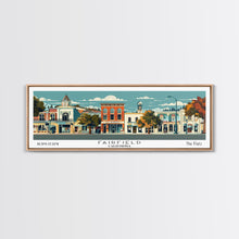 Carregar imagem no visualizador da galeria, Fairfield California Panoramic Art, Mid Century Modern Framed Canvas Print, Retro Pop Art Travel Poster, Office Wall Decor
