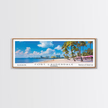 Carregar imagem no visualizador da galeria, Fort Lauderdale Florida Panoramic Painting, Mid Century Modern Framed Canvas Print, Retro Pop Art Travel Poster, City Wall Art
