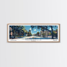 Load image into Gallery viewer, Gainesville Florida Panoramic Painting, Mid Century Modern Framed Canvas Print, Retro Pop Art Travel Poster, Home Wall Decor
