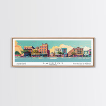 Cargar imagen en el visor de la galería, Hampton Virginia Panoramic Painting, Mid Century Modern Framed Canvas Print, Retro Pop Art Travel Poster, Office Wall Decor
