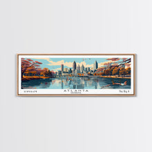 Carregar imagem no visualizador da galeria, Atlanta Georgia Panoramic Painting, Framed Canvas Print, Mid Century Modern Wall Art, Retro Pop Art Travel Poster, Home Decor, City Art
