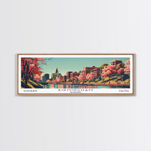 Cargar imagen en el visor de la galería, Birmingham Alabama Panoramic Painting, Framed Canvas Print, Mid Century Modern Wall Art, Retro Pop Art Travel Poster, Office Decor, City Art
