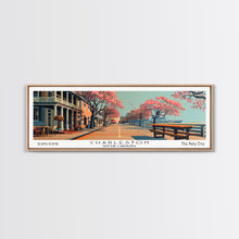 Cargar imagen en el visor de la galería, Charleston South Carolina Panoramic Painting, Framed Canvas Print, Mid Century Modern Wall Art, Retro Pop Art Travel Poster, Home Decor, City Art
