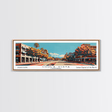Cargar imagen en el visor de la galería, Chula Vista California Panoramic Painting, Framed Canvas Print, Mid Century Modern Wall Art, Retro Pop Art Travel Poster, Home Decor, City Art

