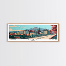 Carregar imagem no visualizador da galeria, Eugene Oregon Panoramic Painting, Framed Canvas Print, Mid Century Modern Wall Art, Retro Pop Art Travel Poster, Office Decor, City Art
