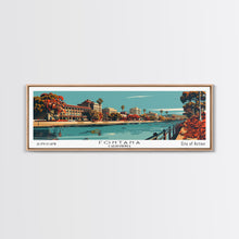 Carregar imagem no visualizador da galeria, Fontana California Panoramic Painting, Framed Canvas Print, Mid Century Modern Wall Art, Retro Pop Art Travel Poster, Living Room Decor, City Art
