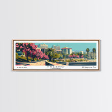 Load image into Gallery viewer, Fresno California Panoramic Painting, Framed Canvas Print, Mid Century Modern Wall Art, Retro Pop Art Travel Poster, Living Room Decor, City Art
