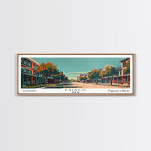 Carregar imagem no visualizador da galeria, Frisco Texas Panoramic Painting, Framed Canvas Print, Mid Century Modern Wall Art, Retro Pop Art Travel Poster, Home Decor, City Art
