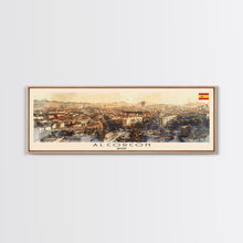 Carregar imagem no visualizador da galeria, Alcorcón Spain Panoramic Travel Poster, Framed Canvas Print or Metal Wall Art, Travel Art, Home Decor, Panoramic Painting, Midcentury Art
