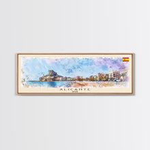 Carregar imagem no visualizador da galeria, Alicante Spain Travel Print Wall Art, Panoramic City Art, Travel Art, Wall Decor, Vacation Gift, Framed Canvas Print Or Metal Art
