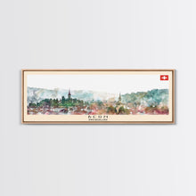 Load image into Gallery viewer, Bern Switzerland Travel Art, City Art, Framed Canvas Print or Metal Wall Art, Europe Travel Poster, Panoramic Wall Art, Extra Wide Wall Art
