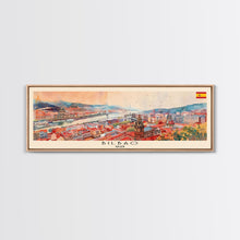 Cargar imagen en el visor de la galería, Bilbao Spain Wall Art, Panoramic Travel Poster, Panoramic Framed Canvas Print, City Wall Art, Wall Hanging Home Decor, Travel Art
