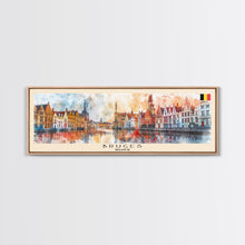 Carregar imagem no visualizador da galeria, Bruges Belgium Travel Art, City Art, Framed Canvas Print or Metal Wall Art, Europe Travel Poster, Panoramic Wall Art, Extra Wide Wall Art
