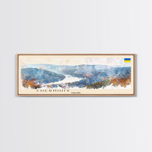 Cargar imagen en el visor de la galería, Chernihiv Ukraine Panoramic Travel Poster, Framed Canvas Print or Metal Wall Art, Travel Art, Home Decor, Panoramic Painting, Midcentury Art
