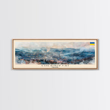 Cargar imagen en el visor de la galería, Chernivtsi Ukraine Wall Art, Panoramic Travel Poster, Panoramic Framed Canvas Print, City Wall Art, Wall Hanging Home Decor, Travel Art
