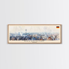 Load image into Gallery viewer, Dusseldorf Germany Travel Art, City Art, Framed Canvas Print or Metal Wall Art, Europe Travel Poster, Panoramic Wall Art, Extra Wide Wall Art
