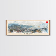 Load image into Gallery viewer, Elbasan Albania Travel Print Wall Art, Panoramic City Art, Travel Art, Wall Decor, Vacation Gift, Framed Canvas Print Or Metal Art
