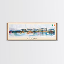 Carregar imagem no visualizador da galeria, Galway Ireland Panoramic Travel Poster, Framed Canvas Print or Metal Wall Art, Travel Art, Home Decor, Panoramic Painting, Midcentury Art
