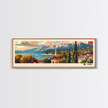 Carregar imagem no visualizador da galeria, Adapazar Turkey Panoramic Travel Poster, Framed Canvas Print or Metal Wall Art, Travel Art, Home Decor, Panoramic Painting, Midcentury Art
