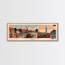 Carregar imagem no visualizador da galeria, Augsburg Germany Panoramic Travel Poster, Framed Canvas Print or Metal Wall Art, Travel Art, Home Decor, Panoramic Painting, Midcentury Art
