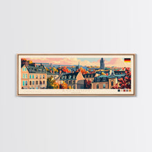 Load image into Gallery viewer, Bochum Germany Panoramic Travel Poster, Framed Canvas Print or Metal Wall Art, Travel Art, Home Decor, Panoramic Painting, Midcentury Art
