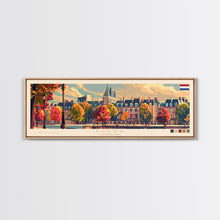 Load image into Gallery viewer, Breda Netherlands Panoramic Travel Poster, Framed Canvas Print or Metal Wall Art, Travel Art, Home Decor, Panoramic Painting, Midcentury Art
