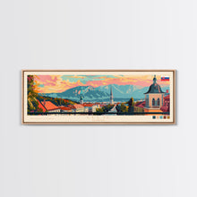 Cargar imagen en el visor de la galería, Celje Slovenia Panoramic Travel Poster, Framed Canvas Print or Metal Wall Art, Travel Art, Home Decor, Panoramic Painting, Midcentury Art
