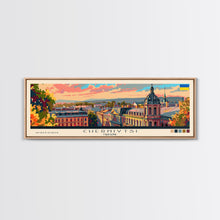 Cargar imagen en el visor de la galería, Chernihiv Ukraine Panoramic Travel Poster, Framed Canvas Print or Metal Wall Art, Travel Art, Home Decor, Panoramic Painting, Midcentury Art
