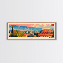 Load image into Gallery viewer, Diyarbakr Turkey Panoramic Travel Poster, Framed Canvas Print or Metal Wall Art, Travel Art, Home Decor, Panoramic Painting, Midcentury Art
