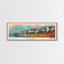 Carregar imagem no visualizador da galeria, Galway Ireland Panoramic Travel Poster, Framed Canvas Print or Metal Wall Art, Travel Art, Home Decor, Panoramic Painting, Midcentury Art
