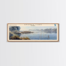 Load image into Gallery viewer, Apopka Lake Panoramic Framed Canvas Print, Lake House Art, Vintage Style, Travel Poster, Nature Scene, Scenic Artwork
