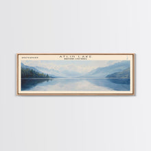 Carregar imagem no visualizador da galeria, Atlin Lake Panoramic Framed Canvas Print, Lake House Decor, Minimalist Art, Travel Poster, Scenic View, Nature Wall Art
