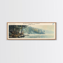 Load image into Gallery viewer, Bantam Lake Connecticut Lake House Art, Framed Canvas Print, Panoramic Travel Poster, Scenic View, Modern Decor, Water Reflection
