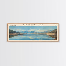 Load image into Gallery viewer, Bartlett Lake Arizona Framed Canvas Print, Panoramic Lake House Art, Scenic Painting, Travel Poster, Minimalist Wall Art, Home Decor
