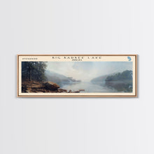 Cargar imagen en el visor de la galería, Big Barbee Lake Indiana Framed Canvas Print, Panoramic Lake House Art, Scenic Painting, Travel Poster, Rustic Decor, Nature Scene
