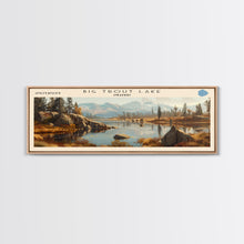 Carregar imagem no visualizador da galeria, Big Trout Lake Framed Canvas Print, Lake House Art, Panoramic Scenic View, Travel Poster, Minimalist Wall Art, Lake Painting
